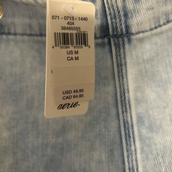 Aerie Double Strap Shortall Light WashDenim Romper NWT Medium - Picture 5 of 11